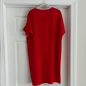 Red V-Neck Women's Top